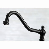 Restoration Two-Handle 4-Hole Deck Mount Bridge Kitchen Faucet with Side Sprayer