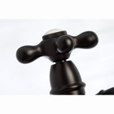Restoration Two-Handle 4-Hole Deck Mount Bridge Kitchen Faucet with Brass Side Sprayer