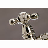 Restoration Two-Handle 4-Hole Deck Mount Bridge Kitchen Faucet with Brass Side Sprayer
