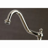 Restoration Two-Handle 4-Hole Deck Mount Bridge Kitchen Faucet with Brass Side Sprayer
