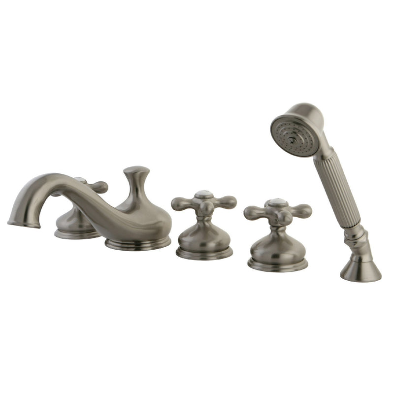 Milano Three-Handle 5-Hole Deck Mount Roman Tub Faucet with Hand Shower
