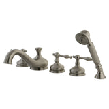 Roman Three-Handle 5-Hole Deck Mount Roman Tub Faucet with Hand Shower