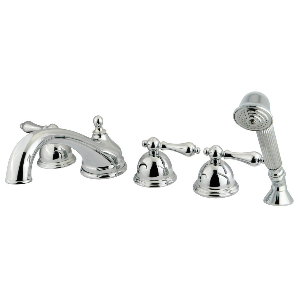 Milano Three-Handle 5-Hole Deck Mount Roman Tub Faucet with Hand Shower