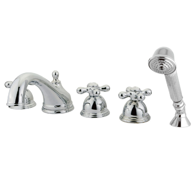 Magellan Three-Handle 5-Hole Deck Mount Roman Tub Faucet with Hand Shower
