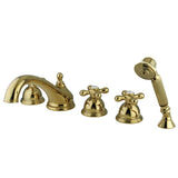 Magellan Three-Handle 5-Hole Deck Mount Roman Tub Faucet with Hand Shower
