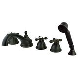 Magellan Three-Handle 5-Hole Deck Mount Roman Tub Faucet with Hand Shower