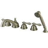 Milano Three-Handle 5-Hole Deck Mount Roman Tub Faucet with Hand Shower