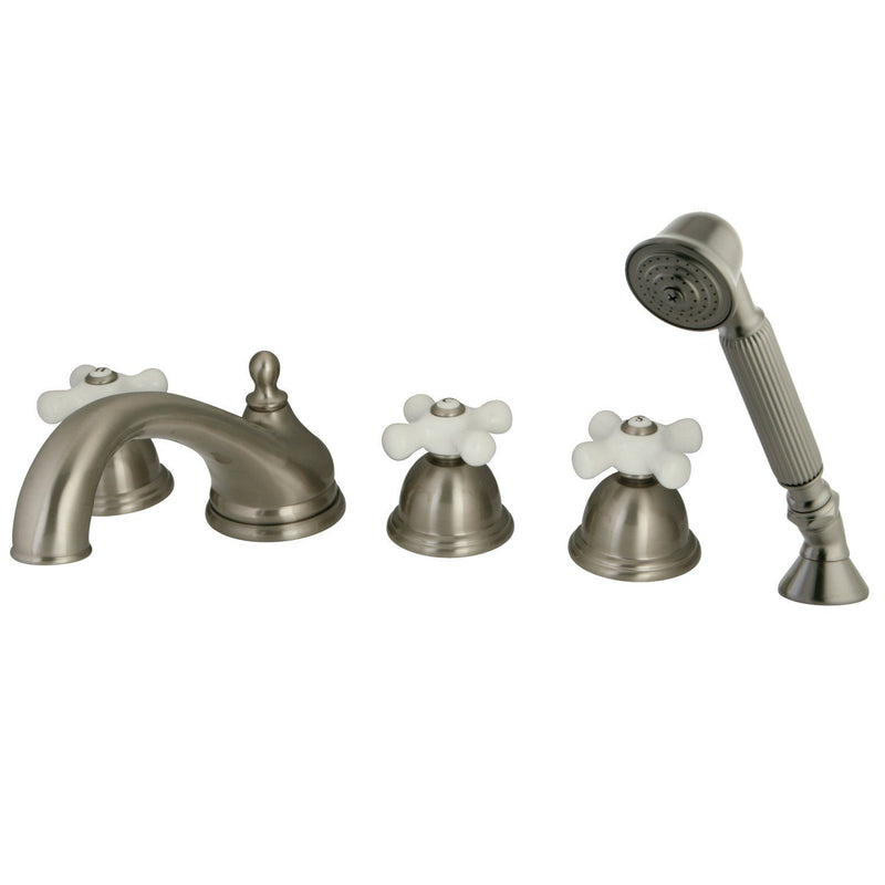 Milano Three-Handle 5-Hole Deck Mount Roman Tub Faucet with Hand Shower