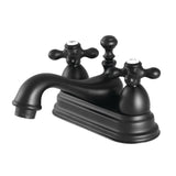 Restoration Double-Handle 3-Hole Deck Mount 4-Inch Centerset Bathroom Faucet with Brass Pop-Up