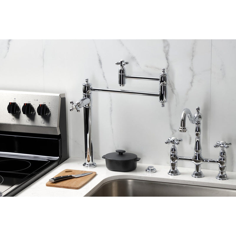 Restoration Two-Handle 1-Hole Deck Mount Pot Filler Faucet