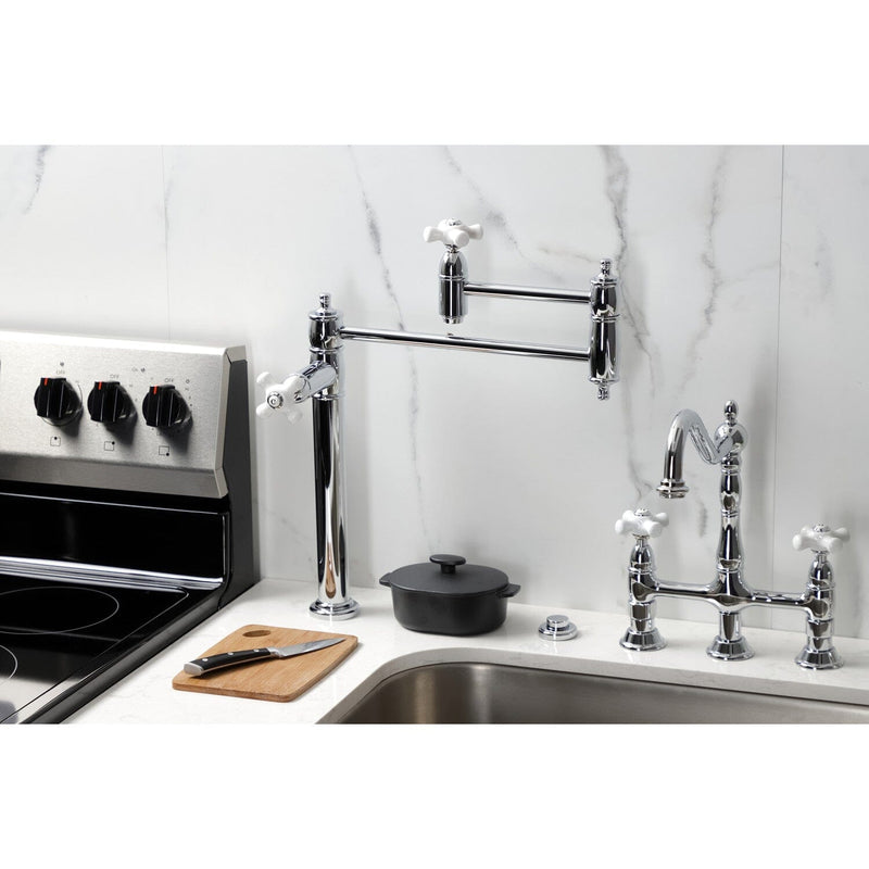 Restoration Two-Handle 1-Hole Deck Mount Pot Filler Faucet