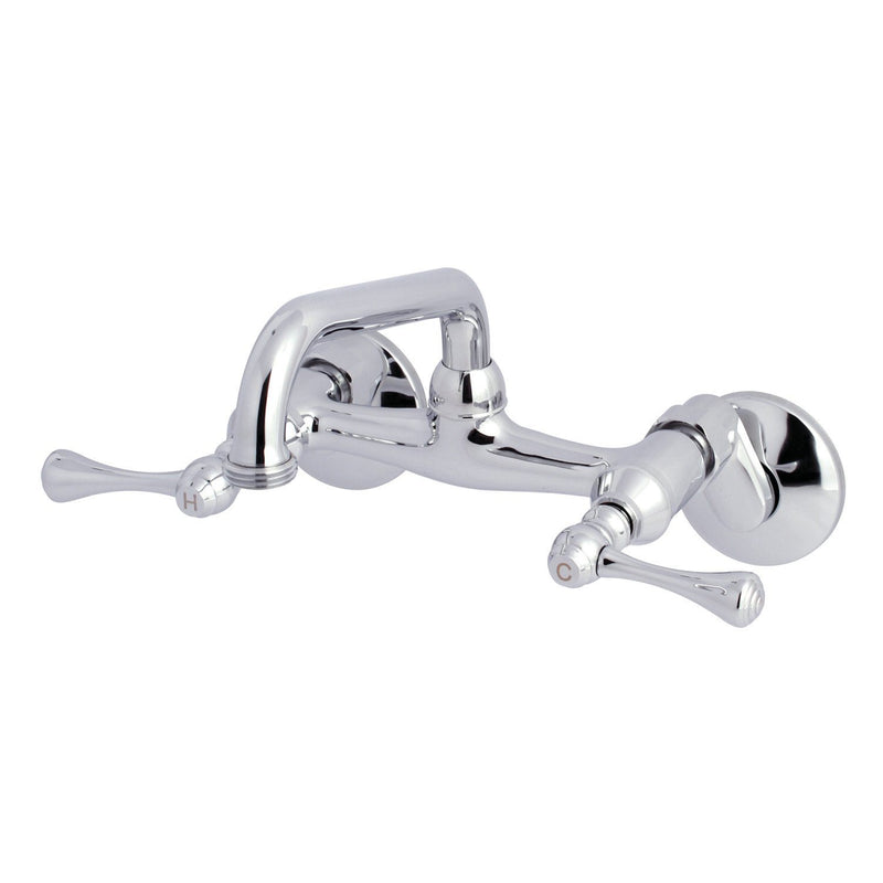 Kingston Double-Handle 2-Hole Wall Mount Laundry Faucet