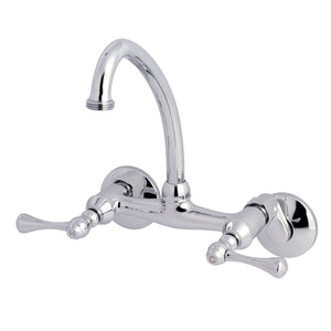 Kingston Double-Handle 2-Hole Wall Mount Laundry Faucet