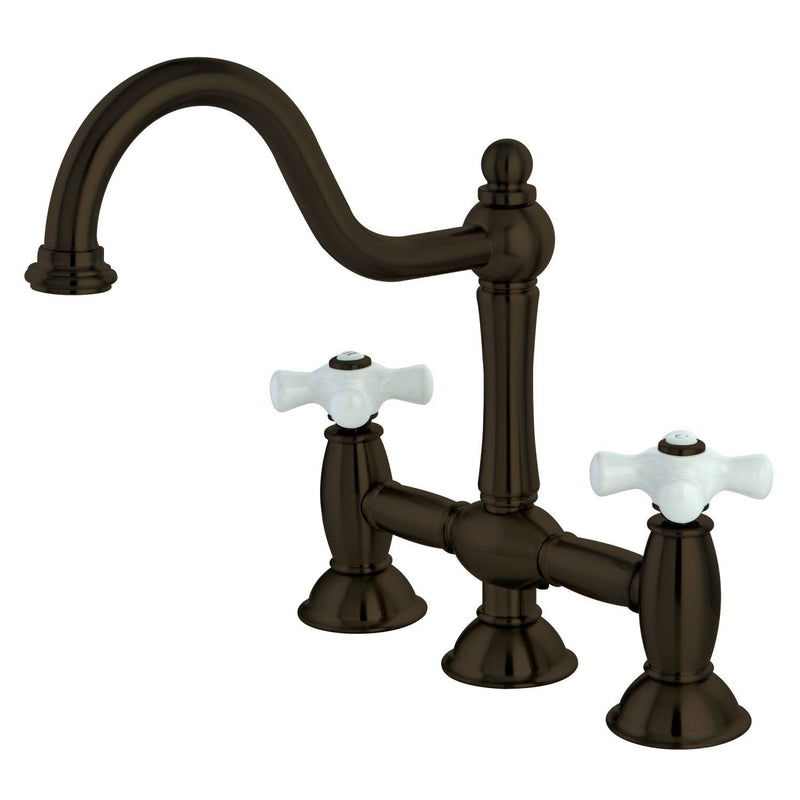 Restoration Two-Handle 3-Hole Deck Mount Bridge Kitchen Faucet