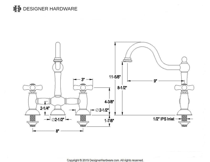 Restoration Two-Handle 3-Hole Deck Mount Bridge Kitchen Faucet