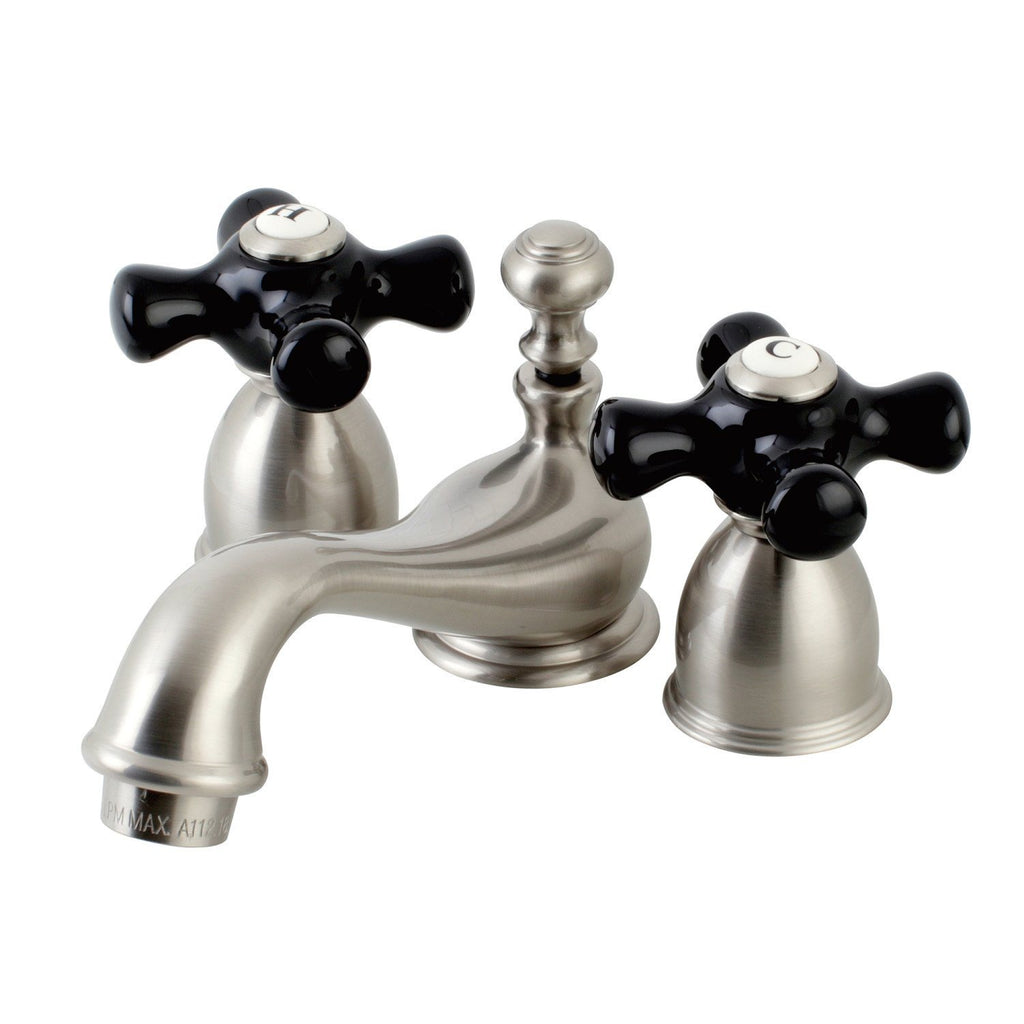 Duchess Two-Handle 3-Hole Deck Mount Mini-Widespread Bathroom Faucet with Brass Pop-Up