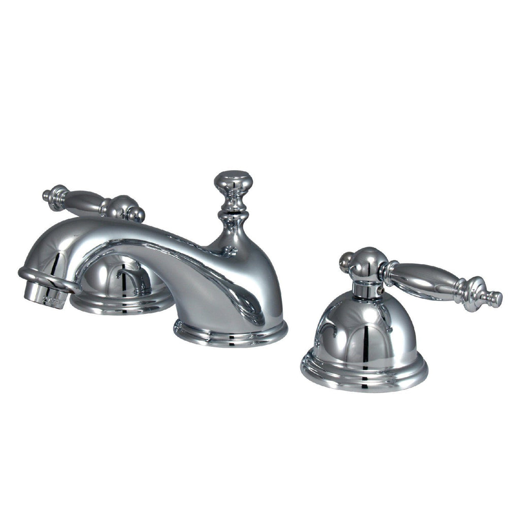 Templeton Two-Handle 3-Hole Deck Mount Widespread Bathroom Faucet with Brass Pop-Up