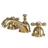 Restoration Two-Handle 3-Hole Deck Mount Widespread Bathroom Faucet with Brass Pop-Up