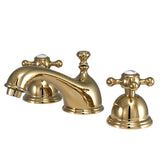 Vintage Two-Handle 3-Hole Deck Mount Widespread Bathroom Faucet with Brass Pop-Up