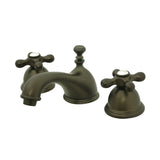 Restoration Two-Handle 3-Hole Deck Mount Widespread Bathroom Faucet with Brass Pop-Up