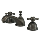 Vintage Two-Handle 3-Hole Deck Mount Widespread Bathroom Faucet with Brass Pop-Up