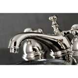 Restoration Two-Handle 3-Hole Deck Mount Widespread Bathroom Faucet with Brass Pop-Up