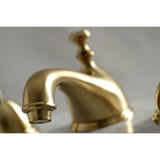 Restoration Two-Handle 3-Hole Deck Mount Widespread Bathroom Faucet with Brass Pop-Up