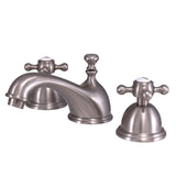 Vintage Two-Handle 3-Hole Deck Mount Widespread Bathroom Faucet with Brass Pop-Up