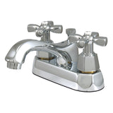 Metropolitan Two-Handle 3-Hole Deck Mount 4" Centerset Bathroom Faucet with Brass Pop-Up