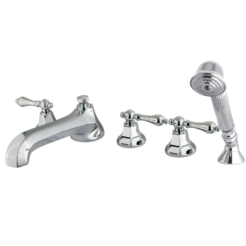 Millennium Three-Handle 5-Hole Deck Mount Roman Tub Faucet with Hand Shower
