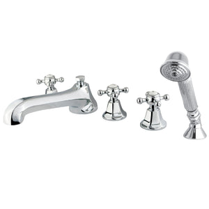Millennium Three-Handle 5-Hole Deck Mount Roman Tub Faucet with Hand Shower