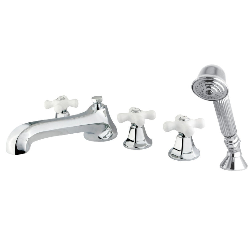 Millennium Three-Handle 5-Hole Deck Mount Roman Tub Faucet with Hand Shower