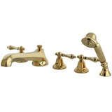 Millennium Three-Handle 5-Hole Deck Mount Roman Tub Faucet with Hand Shower