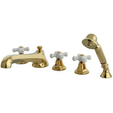 Millennium Three-Handle 5-Hole Deck Mount Roman Tub Faucet with Hand Shower