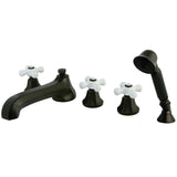 Millennium Three-Handle 5-Hole Deck Mount Roman Tub Faucet with Hand Shower