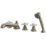 Millennium Three-Handle 5-Hole Deck Mount Roman Tub Faucet with Hand Shower