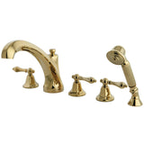 Metropolitan Three-Handle 5-Hole Deck Mount Roman Tub Faucet with Hand Shower