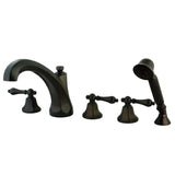 Metropolitan Three-Handle 5-Hole Deck Mount Roman Tub Faucet with Hand Shower