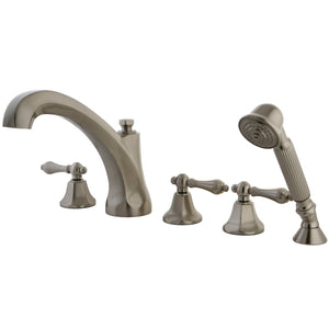 Metropolitan Three-Handle 5-Hole Deck Mount Roman Tub Faucet with Hand Shower