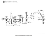 Metropolitan Three-Handle 5-Hole Deck Mount Roman Tub Faucet with Hand Shower