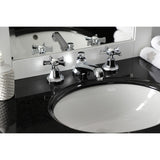Hamilton Two-Handle 3-Hole Deck Mount Widespread Bathroom Faucet with Brass Pop-Up Drain