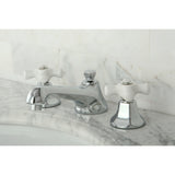 Metropolitan Two-Handle 3-Hole Deck Mount Widespread Bathroom Faucet with Brass Pop-Up