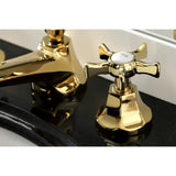 Hamilton Two-Handle 3-Hole Deck Mount Widespread Bathroom Faucet with Brass Pop-Up