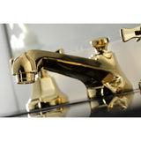 Hamilton Two-Handle 3-Hole Deck Mount Widespread Bathroom Faucet with Brass Pop-Up Drain