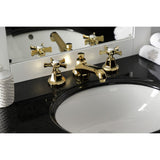 Hamilton Two-Handle 3-Hole Deck Mount Widespread Bathroom Faucet with Brass Pop-Up Drain