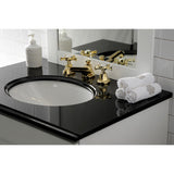 Hamilton Two-Handle 3-Hole Deck Mount Widespread Bathroom Faucet with Brass Pop-Up Drain