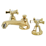 Hamilton Two-Handle 3-Hole Deck Mount Widespread Bathroom Faucet with Brass Pop-Up