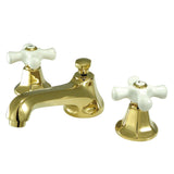 Metropolitan Two-Handle 3-Hole Deck Mount Widespread Bathroom Faucet with Brass Pop-Up