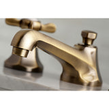Essex Two-Handle 3-Hole Deck Mount Widespread Bathroom Faucet with Brass Pop-Up Drain