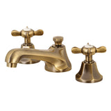 Essex Two-Handle 3-Hole Deck Mount Widespread Bathroom Faucet with Brass Pop-Up Drain